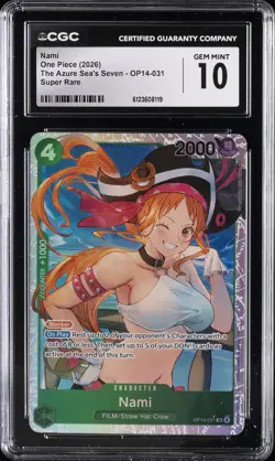 2026 ONE PIECE THE AZURE SEA'S SEVEN SUPER RARE #OP14-031 NAMI CGC 10 GEM MINT - Image 1
