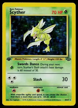 Pokemon Card - Scyther Jungle 10/64 1st Edition Holo Rare - Image 1
