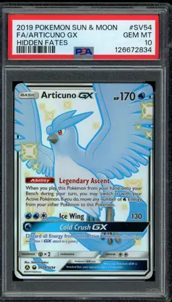 Pokemon PSA 10 Articuno GX SV54/SV94 Sun & Moon Hidden Fates Shiny Vault Mint - Image 1