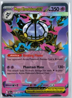 Mega Chandelure ex 038/084 Double Rare Pitch Black Pokemon Holo Near Mint - Image 1