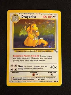 Wizards Pokemon TCG Dragonite 4/62 Fossil Holo Rare 1999 English - Image 1
