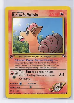 Blaine's Vulpix 65/132 Common Gym Heroes Pokemon 1st Edition Lightly Played - Image 1
