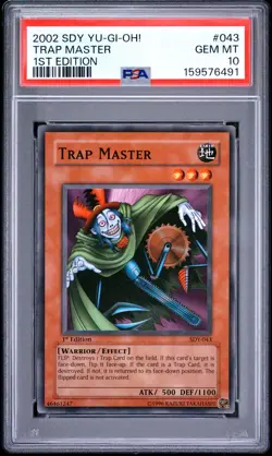 2002 YU-GI-OH! STARTER DECK: YUGI 1ST EDITION #043 TRAP MASTER PSA 10 - Image 1