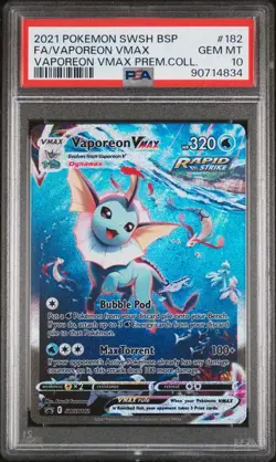 PSA 10 VAPOREON VMAX Alt Art GEM MINT 2021 POKEMON PREMIUM COLLECTION PROMO #182 - Image 1