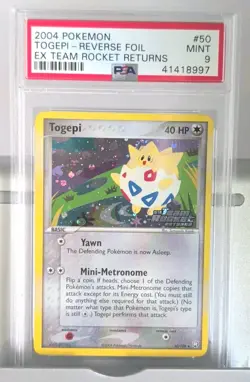 Togepi 50/109 EX Team Rocket Returns Reverse Holo Pokemon 2004 PSA 9 - Image 1
