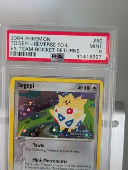 Togepi 50/109 EX Team Rocket Returns Reverse Holo Pokemon 2004 PSA 9 - Image 3