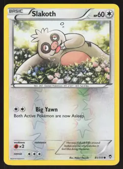 Pokemon Slakoth Common 81/111 XY - Furious Fists Reverse Holofoil NM - Image 1