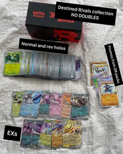 Pokemon TCG Destined Rivals Collection 250+ cards w/ Rev Holos 12 Exs NO DOUBLES - Image 1