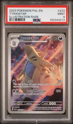 2023 POKEMON PAL EN-PALDEA EVOLVED #222 TYRANITAR ILLUSTRATION RARE PSA 9 MINT - Image 1