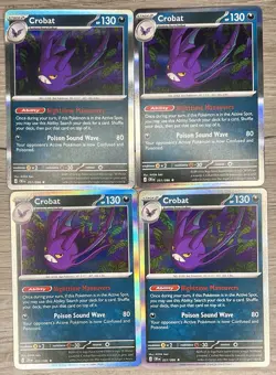 Pokemon TCG [4x Playset]: Crobat Cards Holo Rare 051/086 Lot of 4 Chaos Rising - Image 1
