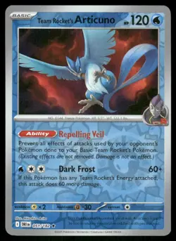 Team Rocket's Articuno 051/182 Reverse Holo Destined Rivals Pokemon TCG card - Image 1