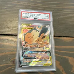 2019 Pokemon SM Black Star Promo Eevee & Snorlax Tag Team GX #SM169 PSA 9 - Image 1