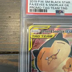 2019 Pokemon SM Black Star Promo Eevee & Snorlax Tag Team GX #SM169 PSA 9 - Image 5