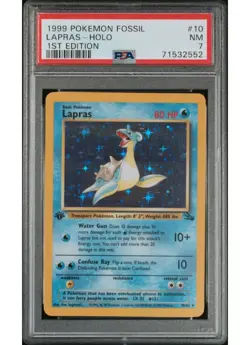 Lapras 1st Edition 1999 Fossil Holo PSA 7 10/62 Rare Vintage Pokemon Water Type - Image 1