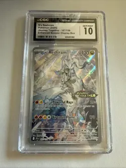 CGC 10 GEM MINT N's Reshiram 167/159 Journey Together Stamped Box Topper Pokemon - Image 1