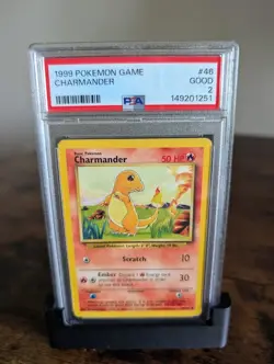 1999 Pokemon Charmander Base Set Unlimited #46 Card PSA 2 - Image 1