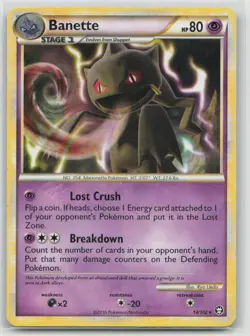 Banette 14/102 Rare HGSS Triumphant Pokemon Heavily Played - Image 1