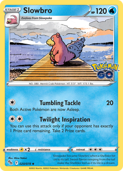 Slowbro 020/078 Uncommon Pokemon GO Pokemon NM/M *ITALIAN - RARE* - Image 3