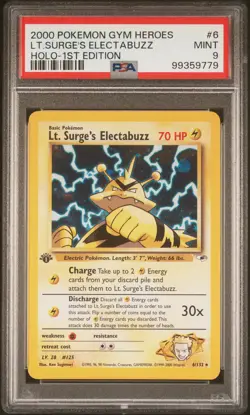 PSA 9 Lt.Surge's Electabuzz Holo 1st Edition #6 2000 Pokemon Gym Heroes 99359779 - Image 1