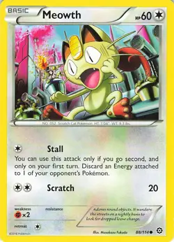 Meowth 88/114 Common Steam Siege Pokemon Lightly Played - Image 1