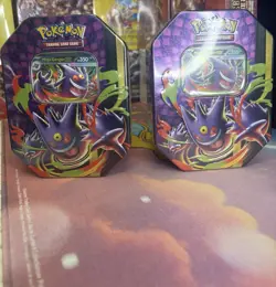 Pokemon TCG Mega Moonlit Tin Mega Gengar ex Lot of 2 Factory Sealed In Hand - Image 1