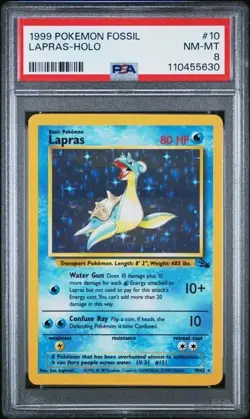 1999 Pokemon Fossil Lapras 10/62 Holo - PSA 8 - Image 1