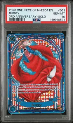 BUGGY 3RD ANNIVERSARY-GOLD 2026 ONE PIECE OP 14-EB04 PSA 10 New CERT - Image 1