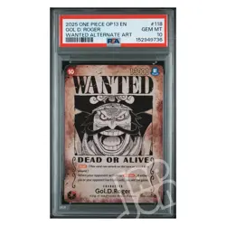 One Piece Card Gol D. Roger OP09-118 Wanted Alternate Art OP13 ENG - PSA 10 - Image 1