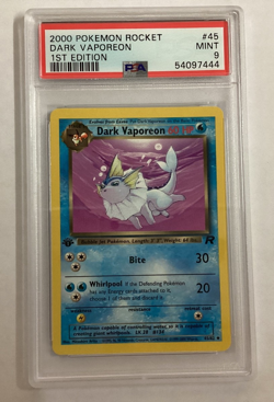 Pokemon Team Rocket 1st Edition DARK VAPOREON PSA 9 (7444) Graded Power - Image 1