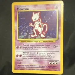 Pokemon TCG Mewtwo 010/102 Base Set Holo Rare Unlimited EN 1999 60 HP - Image 1