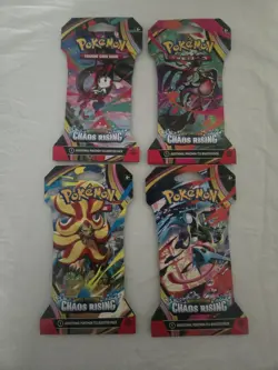 Pokemon TCG Chaos Rising Sleeved Booster Pack Art Set 4 Packs New Sealed - Image 1