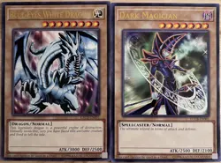 YuGiOh Card Jumbo Oversized Blue-Eyes White Dragon + Dark Magician Lot of 2 8x11 - Image 1
