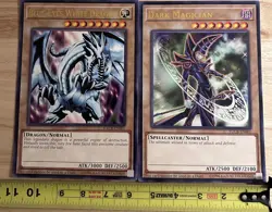 YuGiOh Card Jumbo Oversized Blue-Eyes White Dragon + Dark Magician Lot of 2 8x11 - Image 3