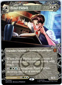 MTG PETER PARKER (0208) (BORDERLESS) MARVEL'S SPIDER-MAN 208 FOIL NM - Image 1
