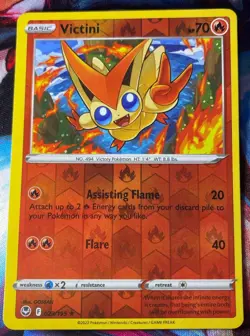 2022 Pokemon Sword & Shield Silver Tempest Victini #023/195 Reverse Holo - Image 1