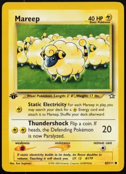 Mareep 65/111 Common Neo Genesis Pokemon 1st Edition LP - Image 1