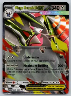 Pokemon Pitch Black Mega Excadrill ex Double Rare 065/084 Holo Near Mint - Image 1