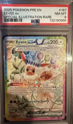 Pokemon Eevee ex 167/131 Prismatic Evolutions SIR Holo PSA 8 2025 EN - Image 1