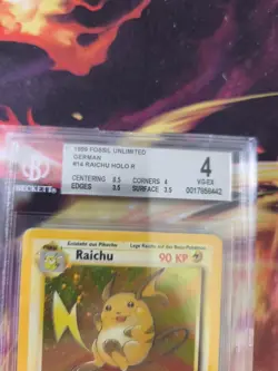 Pokemon Karte Card Raichu Fossil Holo 1999 Rare Deutsch German Beckett BGS 4 - Image 4