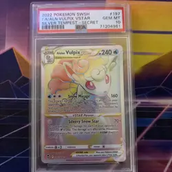 Pokemon TCG Alolan Vulpix VSTAR 197/195 Silver Tempest Secret Rare EN PSA 10 - Image 1