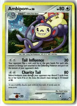 Ambipom ⭐ 3/123 Holo Rare Mysterious Treasures 2007 Pokemon NM/LP - Image 1