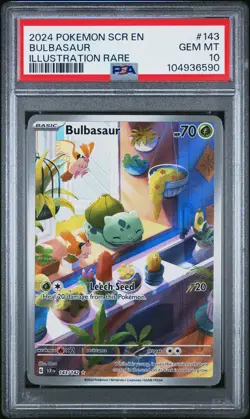 2024 POKEMON SCR EN-STELLAR CROWN ILLUSTRATION RARE #143 BULBASAUR PSA 10 - Image 1