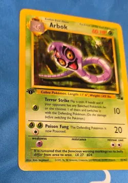 Pokemon TCG Arbok Fossil 31 Regular 1st Edition Uncommon Card - Image 3