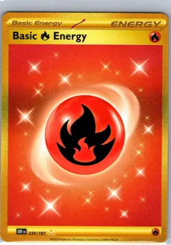 Basic Fire Energy 230/197 Hyper Rare Obsidian Flames Pokemon Holo Near Mint - Image 1