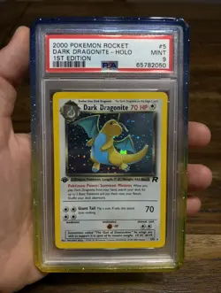 2000 Pokemon Rocket 1st Edition #5 Dark Dragonite Holo PSA 9 MINT - Image 1