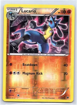 LUCARIO 47/124 RARE FATES COLLIDE POKEMON REVERSE HOLO MODERATELY PLAYED - Image 1