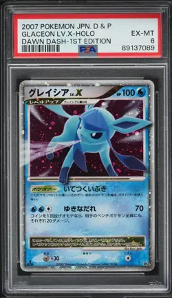 PSA 6 Glaceon LV. X 1st Ed. Holo Dawn Dash D&P Japanese 2007 Pokemon Card - Image 1