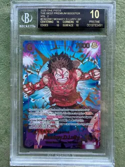 One Piece Monkey D. Luffy EB02-061 SEC PRB02 Premium BGS 10 Black Label POP 11 - Image 1