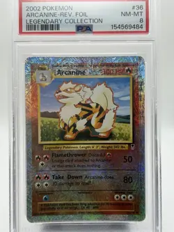 2002 POKEMON LEGENDARY COLLECTION - #36 ARCANINE [REVERSE HOLO] - PSA 8 - Image 2