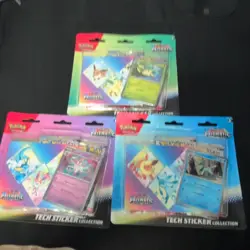Pokemon Prismatic Evolutions Tech Sticker Collection Set 3-Pack Eevee Evolutions - Image 1